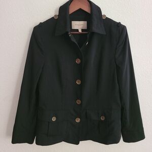 Burberry London Black Military Button Front Jacket Size 10